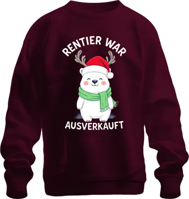 Zdjęcie produktu dla Renifer został wyprzedany Polar Bear Antlers Christmas Gift Uni Sweatshirt Pullover, Burgundy, XL