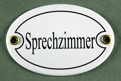 Produktbild von Emaille Türschild Sprechzimmer weiss oval Schild
