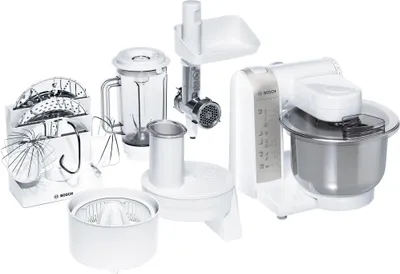 Produktbild von Kuchynský robot Bosch MUM4880 600 W White BOSCH Farba výrobku: biela, Počet rýchlostí: 4, Príkon: 600 W, Variabilná rýchlosť: Áno