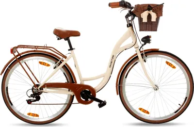 Produktbild von Goetze Citybike Mood 28 Zoll, 7-Gang Shimano, Tiefeinstieg, Damenfahrrad inkl. Rattan-Korb