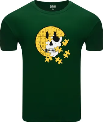 Immagine prodotto di T-shirt da uomo Diarbo con stampa classica puzzle emoji dimagrante verde scuro taglia XL