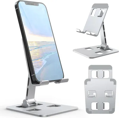 Produktbild von Verstellbarer Handyhalter - Faltbar, aus Aluminium - Silber