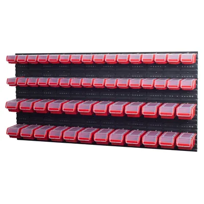 Produktbild von Stapelboxen Wandregal Sichtlagerkästen 8 x Wandregal Lagersystem 56 Boxen rot