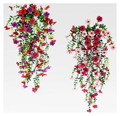 Produktbild von 4 Stück Hängende Kunstblumen, 76 cm Wetterfeste Hängepflanze, Künstliche Seidenblumen für Innen und Außen