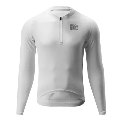 Produktbild von ROCKBROS Radtrikot Fahrradtrikot Herren Langarm mit Halbreißverschluss und 3 Rückentaschen für Rennrad und MTB Weiß EU Größe L