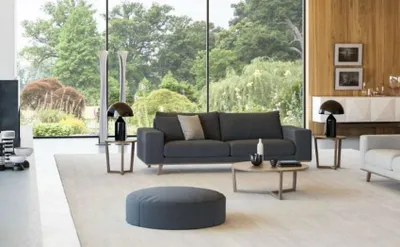 Image de Canapé de salon gris Luxe Canapé capitonné trois places Style de mobilier moderne
