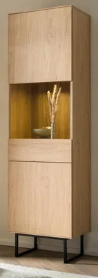 Produktbild von Vitrine "Breda" in Stone Eiche Vitrinenschrank 58 x 200 cm, mit Push-to-Open