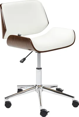 Produktbild von BELIANI Bürostuhl Weiß Kunstleder Drehbar Bremsbare Rollen Gasdruckfeder Höhenverstellbar Drehbar ohne Armlehnen Retro Drehstuhl Arbeitshocker