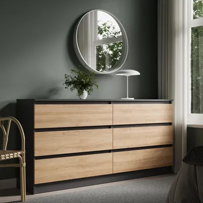 Produktbild von Kommode mit 6 Schubladen 100x78 cm Kommode weiß Holz Schrank Kommode mit Schubladen Sideboard Highboard Anrichte Organizer Breite 100 cm Höhe 78 cm
