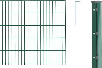 Produktbild von Alberts Doppelstabmattenzaun 6-5-6, Matten 2,50 m, Höhe 83 cm, Länge 15 m, grün, Zaun als Komplettset, Pfosten mit Abdeckleiste 60x40 mm