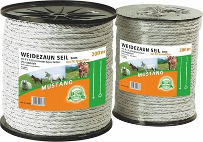 Produktbild von Elektroseil Mustang 8 mm 200 m weiß Weidezaun