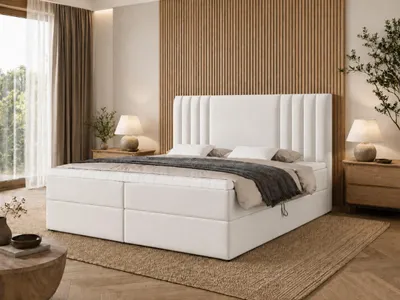 Produktbild von Emlar Boxspringbett Sava 180x200 - Bett mit Matratze und Topper - Boxspringbett mit Bettkasten und Matratze - Boxspringbett Weiß (Magic Velvet 2200)