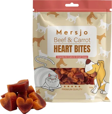 Produktbild von Herz-Duo für Hund & Katze – Rind mit Karotte Mersjo 50g