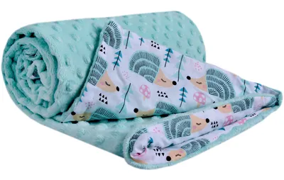 Produktbild von Babydecke für babys Baumwolle, 75x100, Minze Igel mit minzer Minky