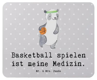 Produktbild von Mr. & Mrs. Panda Mouse Pad Panda Basketball - Grau Pastell - Geschenk, mousematte, mausteppich, Verband, Verein, Mauspad, Basketballplatz, laptop mousepad