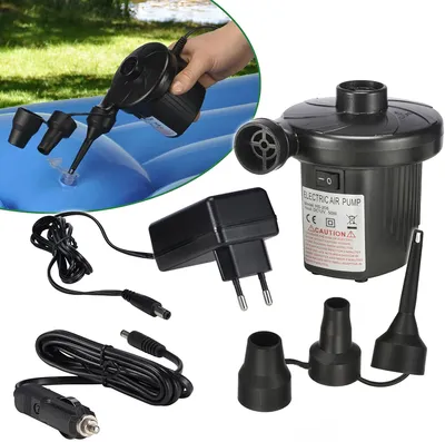 Obrázok produktu pre 12 V/ 230 V Elektrická vzduchová pumpa Ventilátorová pumpa na nafukovanie a vyfukovanie s 3 adaptérmi Kempovanie Outdoor