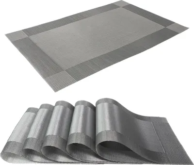 Image de Intirilife 6x set de table en PVC gris clair - 45 x 30 cm - set de table tapis de table sous-verre effaçable résistant à la chaleur pour cuisine table à manger