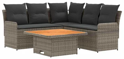 Zdjęcie produktu dla Zestawy mebli z poduszką 4 pcs Szary i ciemnoszary Rattan PE