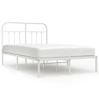 Image de vidaXL Cadre de lit avec tête de lit en métal blanc 120x200 cm