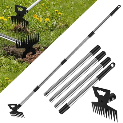 Imagen del producto de Omgoods: Eliminador de malezas 2 en 1 con mango largo de 147 cm
