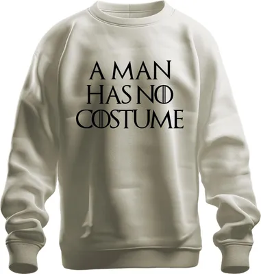 Produktbild von Halloween Spruch A MAN HAS NO COSTUME Karneval Geschenk Lustig Uni Sweatshirt Pullover, Natur, 3XL