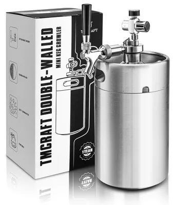 Doppelwandiger Mini-Keg-Growler 120 oz, Edelstahl, Druckregler, Zapfhahn