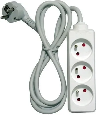 Immagine prodotto di Presa multipla, 3 prese Schuko 16A, cavo da 1,5 m, bianco, uso interno