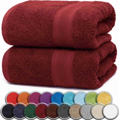 Produktbild von Frottier Badetücher 2er Pack 100x150cm, 100% Baumwolle, Bordeaux rot