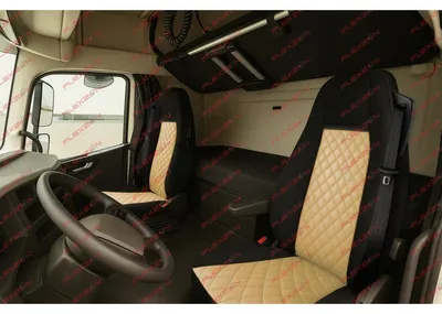 Obrázok produktu pre Sada 1+1 poťahov sedadiel z umelej kože pre VOLVO FH12 EURO 5 2006–2015 – béžovo-čierna