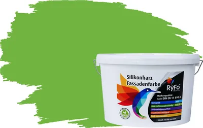 Produktbild von RyFo Colors Silikonharz Fassadenfarbe Lotuseffekt Trend Grasgrün 10l - bunte Fassadenfarbe, weitere Grün Farbtöne und Größen erhältlich, Deckkraft Klasse 1