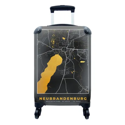 Produktbild von MuchoWow® Koffer Handgepäck Trolley Rollkoffer Kleine Reisekoffer mit 4 Rollen - Gold - Deutschland - Karte - Neubrandenburg - Cabin Size < 55x40x23 cm & 55x40x20 cm - Fotokoffer - Kabinenkoffer - Boardgepäck - Reise-Box - Reisekoffer - Reisegepäck - Koffer mit Bild - Trolley für Kinder