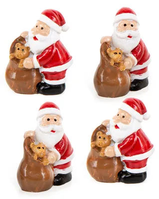 Produktbild von 4 Mini Nikolaus Figuren mit Teddybär Weihnachtsmänner 3cm