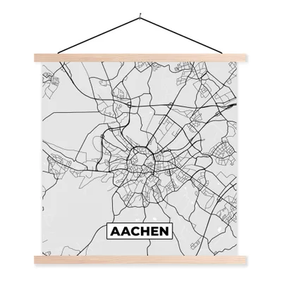 Produktbild von MuchoWow® Textilposter Deutschland - Karte - Aachen - Stadtplan 60x60 cm mit holzfarbenen Rahmen - Wanddekoration