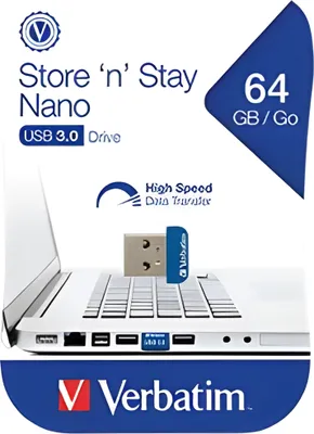 Zdjęcie produktu dla Pamięć USB 64 GB Verbatim 3.0 Nano Store'n Stay w sprzedaży detalicznej