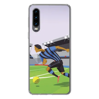 Produktbild von MuchoWow® Handyhülle Schutzhülle Hülle für Huawei P30 Eine Illustration von Spielern, die in einem Stadion Fußball spielen - Junge - Mädchen - Kinder Silikon Softcase Handy Hülle - Kartenbesitzer