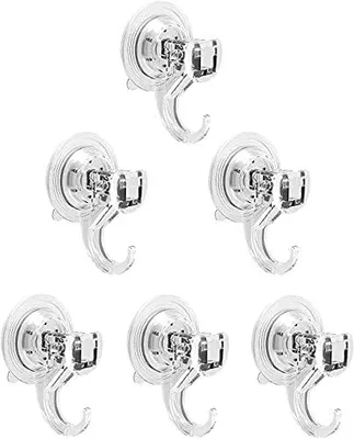 Produktbild von Quntis 6-Pack Saugnapf Haken Set Ohne Bohren, Saughaken Extra Stark für Fenster Glas Bad Küche Badezimmer, 3KG Belastbar, Transparent, 7cm Durchmesser