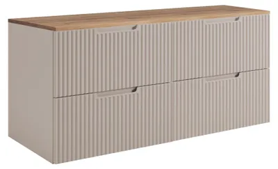 Obrázok produktu pre RODAN | Skriňa pod umývadlo - Béžová a Hnedá - 120 cm - 4 Zásuvky s tichým dovieraním - Moderný kúpeľňový nábytok