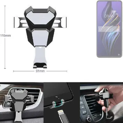 Produktbild von K-S-Trade Lüftungshalterung kompatibel mit Tecno Pova 3 kompakte Handy-Halterung Lüftungsschlitz Lüftungsgitter Autohalterung KFZ Auto-Halterung