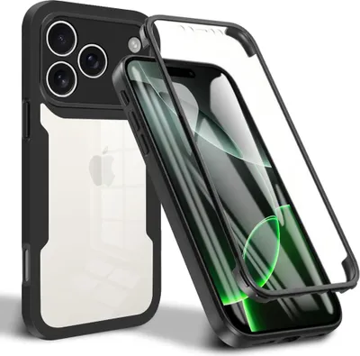 Image de Coque pour iPhone 17 Pro, protection complète à 360° avec protecteur d'écran intégré Noir