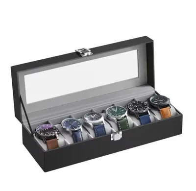 Produktbild von Songmics Uhrenbox 6 Uhren Schatulle Glas Uhrenkoffer Uhrentruhe Uhrenkasten