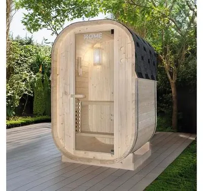 Produktbild von Saunahaus Home Deluxe Cube S inkl. 3,6 kW Ofen und integrierter Steuerung mit Ganzglastüre aus Klarglas