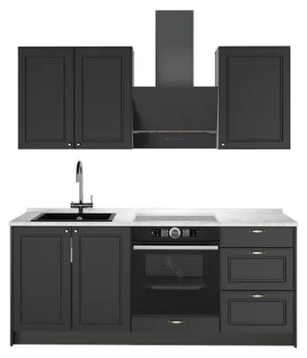 Obrázek produktu pro Jednotková kuchyně Vicco Fame-Line Anthrazit-Gold Landhaus/Antracit 190 cm, PD Mramor, Model 64841