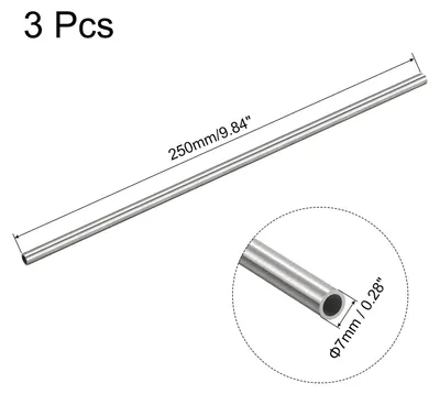 Produktbild von 3 Stš¹ck 304 Edelstahl Rohr 7mm Au?endurchmesser, Runde Nahtlose Edelstahlrohr 0.9mm Wandst?rke, Edelstahl Gerade Rundrohr 250mm L?nge, Silber Metallrohr fš¹r Industrie Heim Garten
