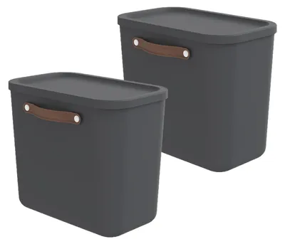 Produktbild von Rotho Aufbewahrungsbox 2er-Set 25L Maloja - Kunststoffbox 40 x 23,5 x 34 cm - Box mit Deckel - Stapelbox sicher verschließbar - Plastikbox