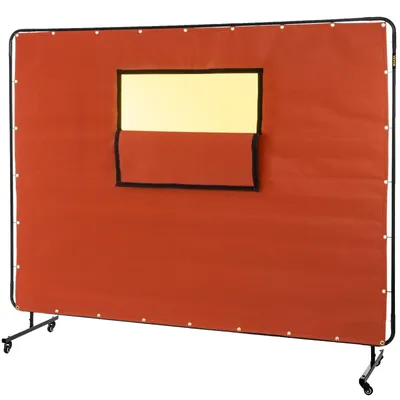 Immagine prodotto di Tenda per saldatura VEVOR 1,83 m x 2,44 m coperte per saldatura, rosso Tappetino per saldatura 8 kg coperta di protezione termica, spessore 0,5 mm Sottostrato ignifugo, dimensioni finestra 90 cm x 38 cm Tappetino di protezione antincendio per officine di saldatura