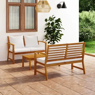 Immagine prodotto di Maison Exclusive - Set da giardino 3 pezzi con cuscini in legno massello di acacia