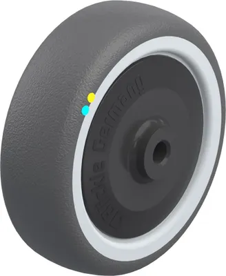 Produktbild von 100mm Rad mit grauem, elektrisch leitfähigem, thermoplastischem Polyurethan auf Nylo