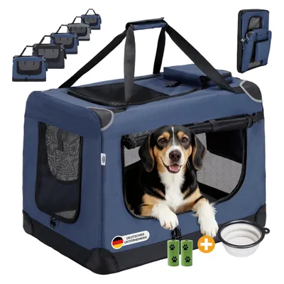Produktbild von Faltbare Hundebox L 70x52x50cm, Robuste Transportbox Auto für Hund & Katze, Atmungsaktiv Wasserdicht Dark Blue