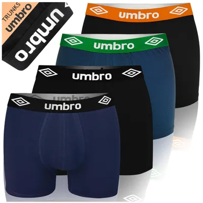 Obrázok produktu pre UMBRO Pánske boxerky 4 ks, bavlnená spodná bielizeň v rôznych farbách, farebný pás, veľkosť L
