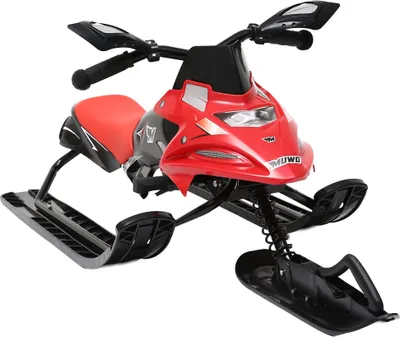 Produktbild von MUWO Kinder Lenkschlitten, gepolsterter Sitz, integrierte Bremse, Handprotektoren, Gummigriffe & Zugseil – sicherer Fahrspaß im Schnee rot | MW-333